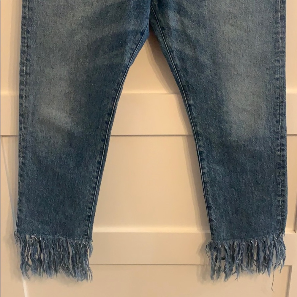 3x1 straight leg jeans with fringe hem